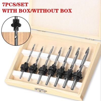 7pcs Tapered เจาะ Bit Countersink เจาะ ชุดปรับหยุดคอไม้สกรูเจาะเรียว Countersink เจาะชุดงานไม้