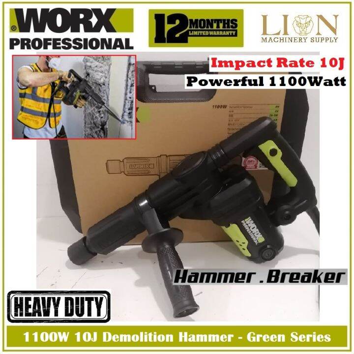 WORX WU358P 1100W Demolition Hammer 10J Heavy Duty (Professional Power
