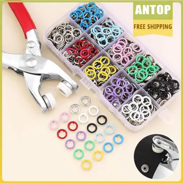 100pcs/set Zinc Alloy Snap Fasteners Kit Tool, Metal Snap Buttons Rings  With Fastener Pliers Press Tool Kit For Sewing