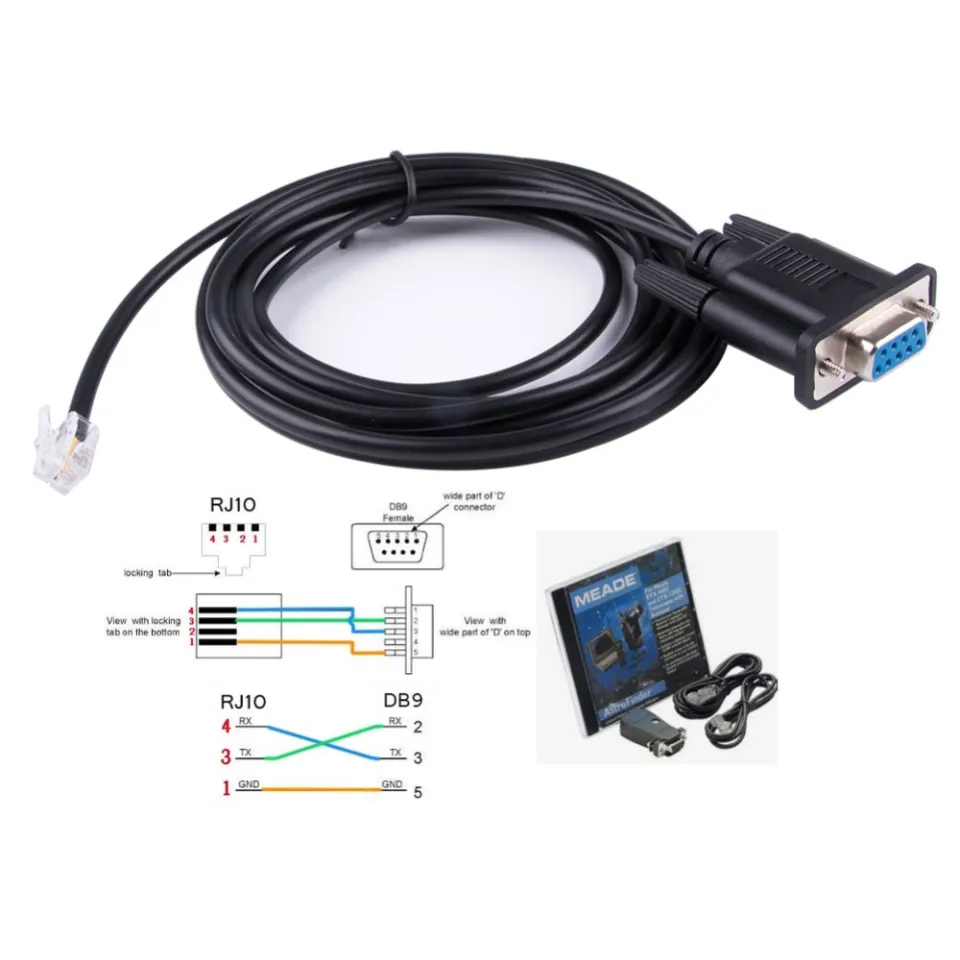 DB9 to RJ11 Serial Cable for Meade 505 Telescope 4p4c Pinout