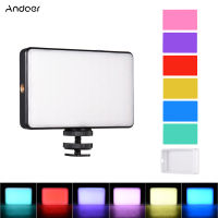 Andoer ST120พ็อกเก็ตไฟ LED วิดีโอแบบชาร์จไฟเติมแสง2500พัน-9000พันสองสีอุณหภูมิหรี่แสงได้ CRI95 + ด้วยซิลิคอน D Iffuser 6ชิ้นกรองสีสำหรับ Vlog สดสตรีมมิ่งการถ่ายภาพสินค้า