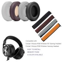 อะไหล่หมอนรองหูสำหรับ Corsair Virtuoso RGB ไร้สาย SE Headphone Gaming นุ่มหนาหน่วยความจำฟองน้ำใส่หูฟังครอบคลุม