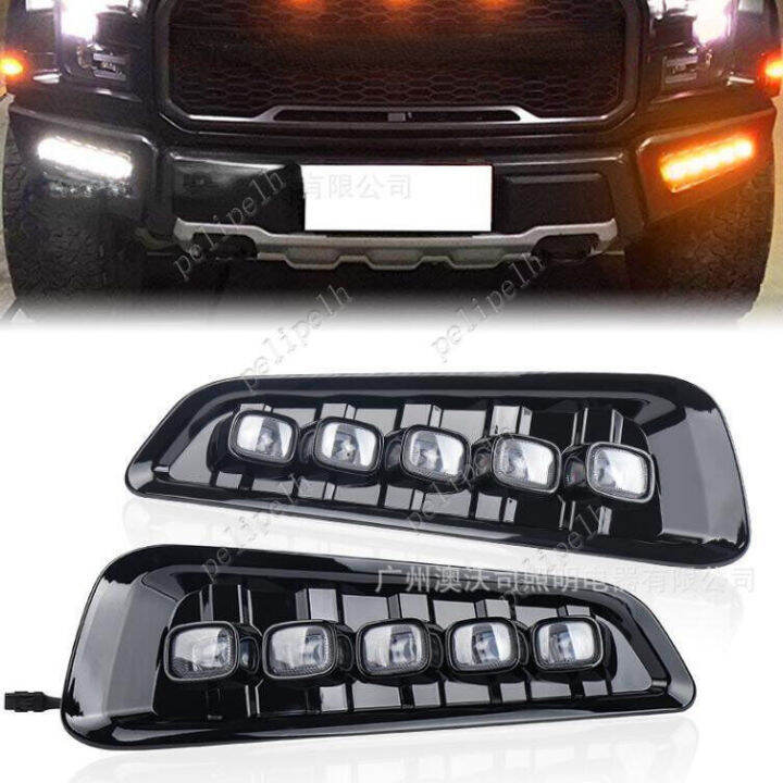 การแปลงสไตล์แรปเตอร์กันชนหน้าเหล็กพร้อมไฟตัดหมอก-led-สำหรับรถ-ford-f150-87ปี18-20