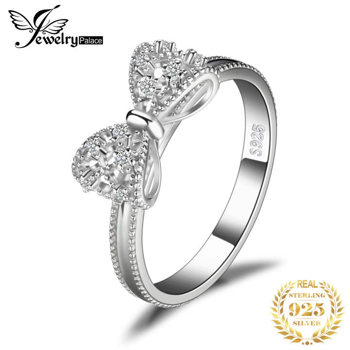 JewelryPalace Bow Knot 925 Sterling Silver Cubic Zirconia Ring