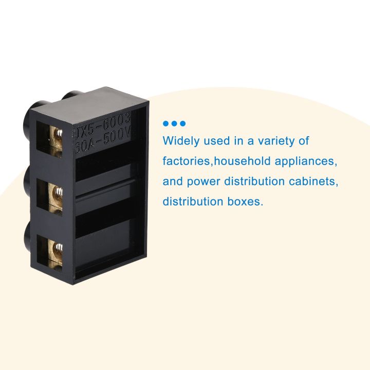 เทอร์มินัลบล็อก500v-60a-3แถวคู่สำหรับการเดินสายไฟตำแหน่งสกรูไฟฟ้าหรือ