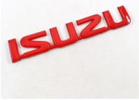 โลโก้ตัวอักษร อีซูซุ งานพลาสติก สีแดง Red ABS Chrome ISUZU Logo Letter Car Side Rear Trunk Emblem Sticker Badge Decal Repalcement For ISUZU dmax