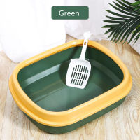 New Fashion Medium semi-enclosed cat litter box, splash-proof oval cat litter box, high-side litter toss, cat litter scoop