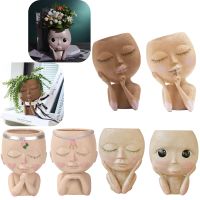 【CC】 Face Figurine Pot Succulent Resin Pots Garden Growing Flowerpot Balcony Tabletop