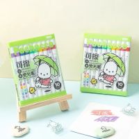 Pochacco ปากกาปากกาไฮไลท์ลบได้10สีสำหรับนักเรียนพร้อมภาพวาดศิลปะกราฟฟิตีปากกาเขียนด้วยลายมือสำหรับนักเรียนน่ารักปากกาแฟชั่น