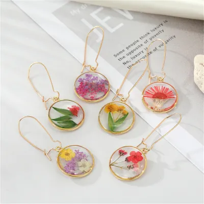 Trending Floral Statement Jewelry Handmade Artificial flowers Jewelry Bohemian Artificial flowers Earrings Forever Flower Dangle Earrings Womens Chic Drop Earrings