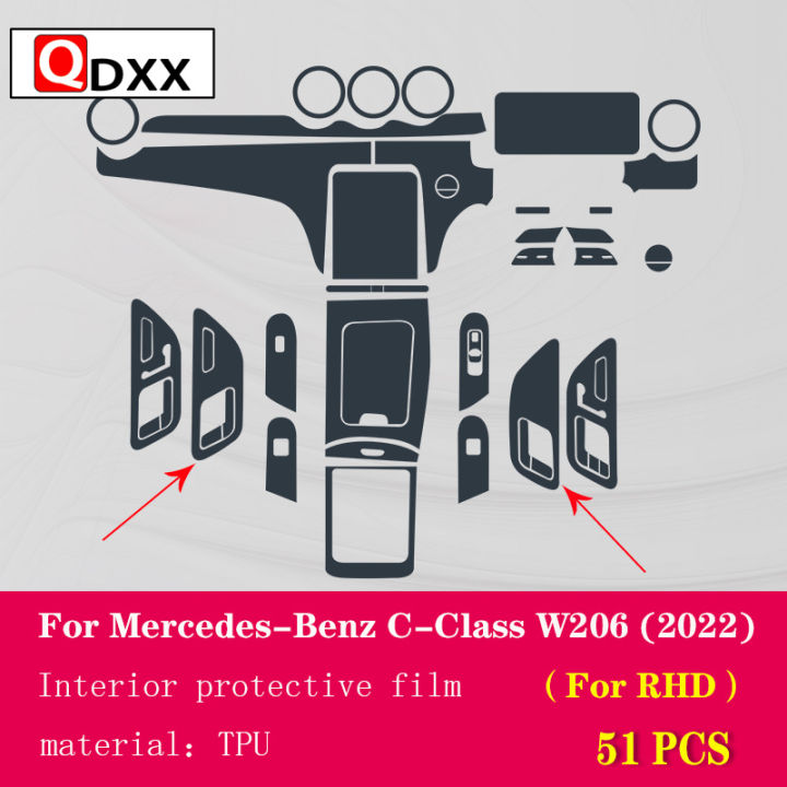 สำหรับ-benz-c-class-w206-2022car-ภายในคอนโซลกลางโปร่งใส-tpu-ฟิล์มป้องกัน-anti-scratc-ฟิล์มซ่อม-accessori