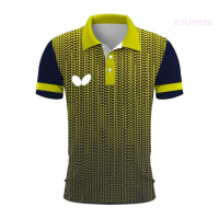 Summer New Mens Quick Dry Table Tennis T Shirt With Logo Printing Badminton Uniforms Female Lapel Polo Suits fashion polo shirt