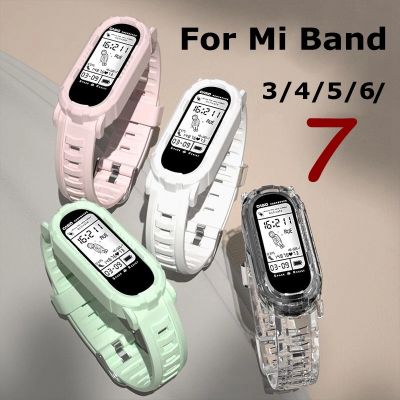 ♕✈ For Xiaomi Mi Band 6 5 4 3 7 Strap Clear Silicone Replacement Bracelet Pink Green Color Wristband Xiomi M Miband band6 Straps