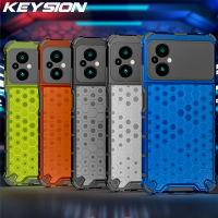 KEYSION กันกระแทกเกราะกรณีสำหรับ Xiaomi POCO M5 M5S ซิลิโคนอ่อนนุ่ม + PC ใสรังผึ้งโทรศัพท์ปกหลังสำหรับ POCO M4 5กรัม