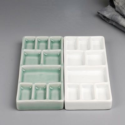 Ceramic Square Palette Multi-grid Watercolor Oil Paint Tray Adult Beginner Portable Art Supplies Jingdezhen Firing