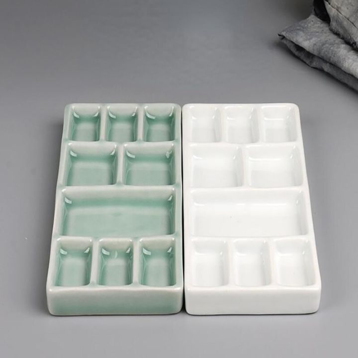 ceramic-square-palette-multi-grid-watercolor-oil-paint-tray-adult-beginner-portable-art-supplies-jingdezhen-firing