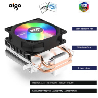 Aigo ICE200 3 Pin Cpu Cooler 90mm Rainbow Fan 2 Heat Pipes for Intel and AMD Desktop PC Computer thumbnail