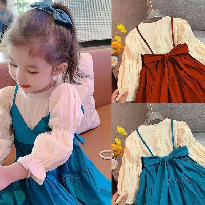 Girls spring dress children Han Fan childrens wear new skirt 2023 one full year of life baby princess brim long sleeve