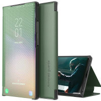 สำหรับ Samsung Note 8 / Note 9 / Note 10 / Note 10 Plus / Note 20 / Note 20 Ultra Carbon Fiber เคสโทรศัพท์แบบพับได้สามารถใช้เป็นที่วางโทรศัพท์ได้ง่ายต่อการพกพา