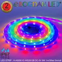 LED STRIP, H-A5050-30/1M LED IC-WS2812H DC-5V 9W/1M IP67 ยี่ห้อ BOGDAN LED แอลอีดีไฟเส้นสำหรับตกแต่งประดับ