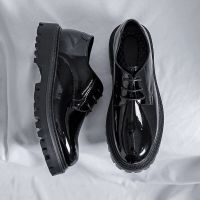 mens casual business wedding formal dresses patent leather shoes lace-up oxfords shoe black platform sneakers gentleman footwear