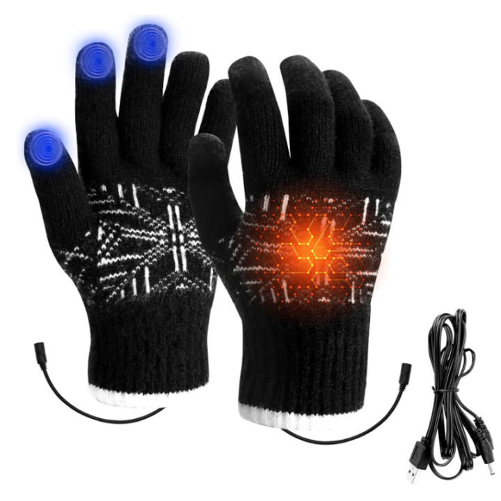 Usb Heated Gloves For Men And Women(gray A), Winter Adjustable Temperature Heated  Mitts Hand Warmer Washable Knitting Gloves For Indoor Outdoor Winter