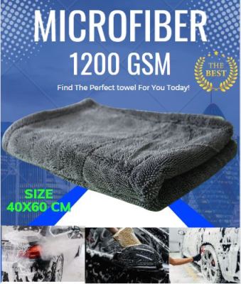 40x60cm ผ้าซับน้ำรถ ผ้าเช็ดรถ ผ้าไมโครไฟเบอร์​ Triple Twisted Microfiber Drying Towel  1 ผืน 1200 gsm -1400 gsmเก็บขอบ