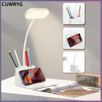 CUWRYG ปากกาโคมไฟตั้งโต๊ะนักเรียน USB โต๊ะเขียนหนังสือ LED ที่วางโทรศัพท์