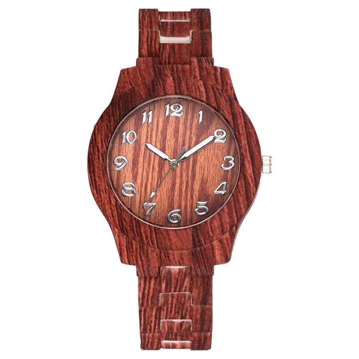 hotfashion-ยี่ห้อผู้หญิงไม้นาฬิกาหรูหราเลียนแบบนาฬิกาไม้วินเทจหนังควอตซ์ไม้สีนาฬิกาหญิงที่เรียบง่ายนาฬิการ้อน
