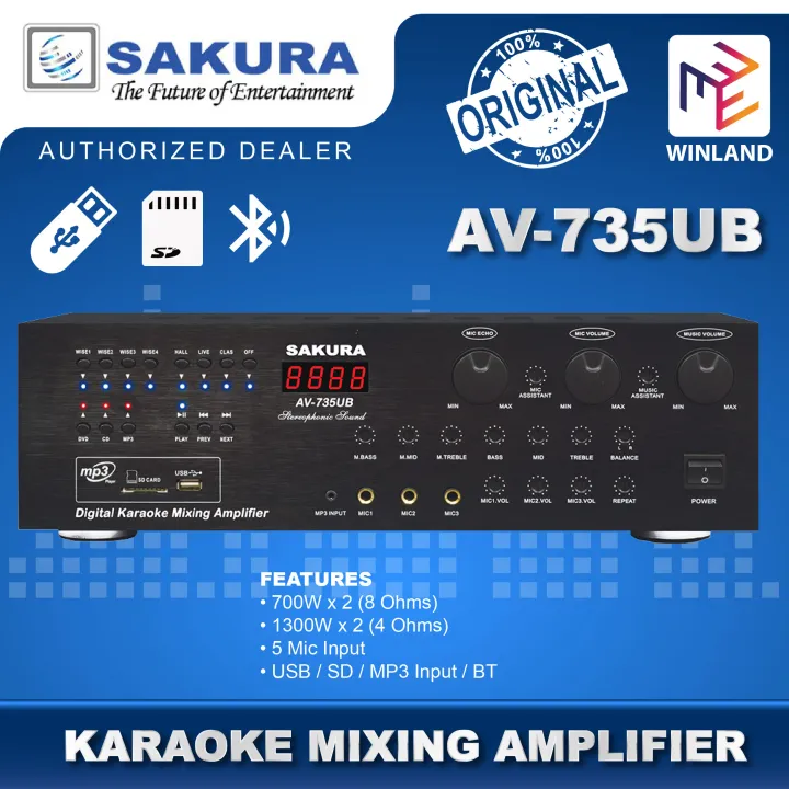 SAKURA ORIGINAL Digital Karaoke Mixing Amplifier 700W x 2 AV735UB
