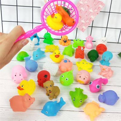 SHUI70300 Summer Gametoy for Child Kid Toddler Bathroom Swimming Float Rubber Animals Animal Tub Toys Animals Bath Toy Fishing Net Floating Toys