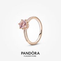 Official Store Pandora 14K Rose Gold-Plated Pink Sparkling Crown Solitaire Ring