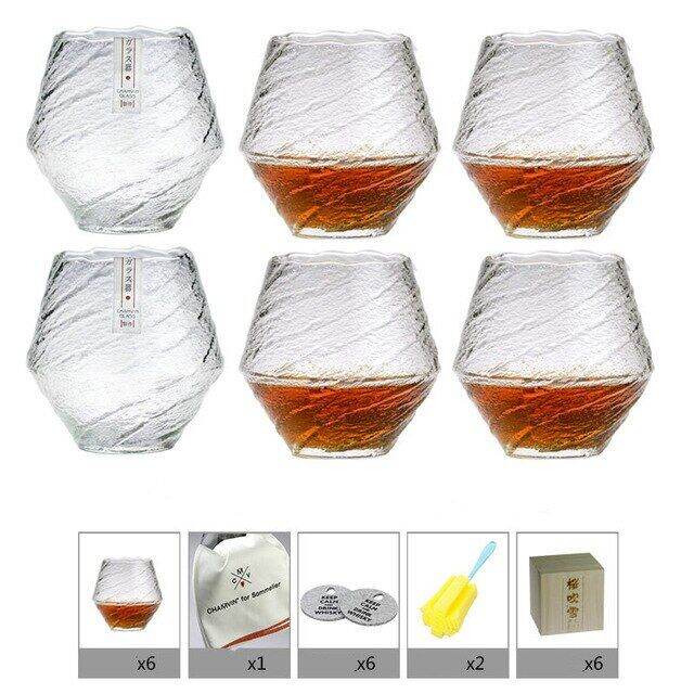 Creative Edo Japanese Art Whiskey Glass cup Frosting Rock Glass Wine