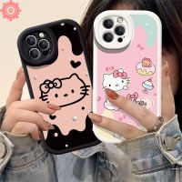 เคสโทรศัพท์มือถือแบบนิ่ม กันกระแทก ลายการ์ตูนเฮลโลคิตตี้ ไอศกรีมน่ารัก สําหรับ IPhone 14 13 12 7 8 6s 6Plus XR X XS 2020