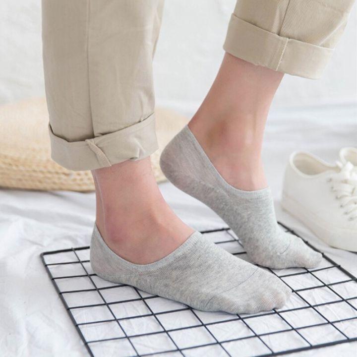 ถุงเท้าสั้นแบบสั้นขาว3คู่-ล็อตมองไม่เห็นถุงเท้าผู้ชายไม่ลื่นระบายอากาศได้สำหรับฤดูร้อน
