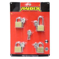 CIT กุญแจเหล็กสีทองซาติน RAIDER ขนาด 40 มม. มาเตอร์คีย์ 4 ดอก (สีทอง)