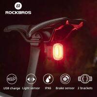 ROCKBROS จักรยานด้านหลัง Light Smart Auto เบรค Sensing Usb ขี่จักรยาน IPX6 LED ไฟท้าย MTB ชาร์จจักรยานโคมไฟขี่จักรยานอุปกรณ์เสริม