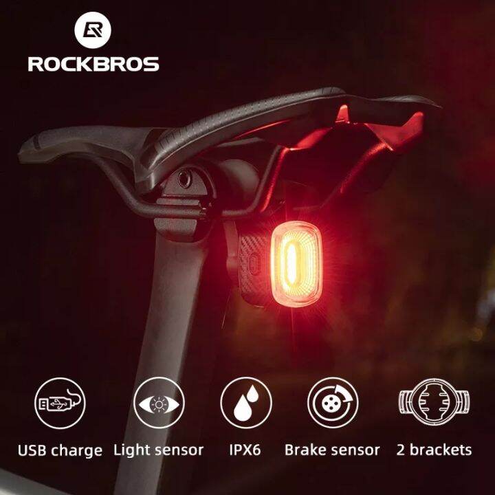 ROCKBROS Bicycle Rear Light Smart Auto Brake Sensing USB Bike Light