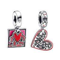 Pandora X Keith Haring Figure Line Art Charm For Womens Bracelet DIY Fashion Accessories Christmas Jewelry Gift