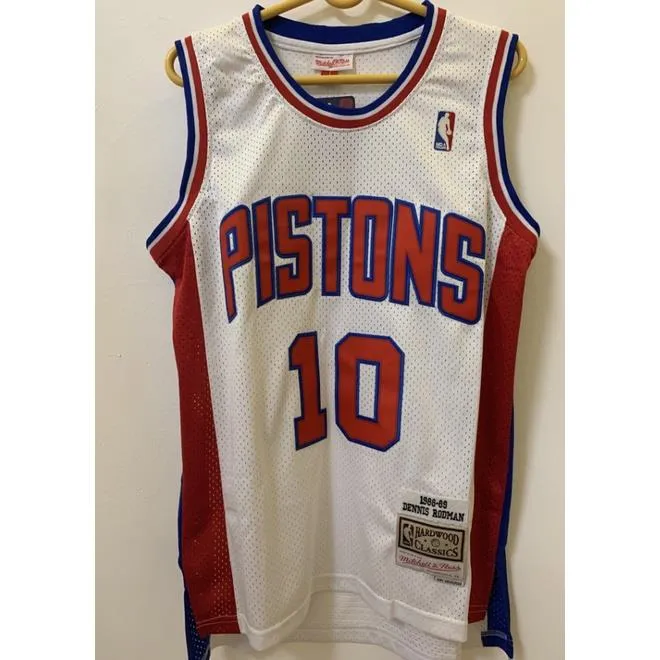 new men’s Detroit Pistons 10 Dennis Rodman retro embroidery basketball