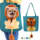 【Smilewil】กระเป๋าสะพายไหล่ คุณภาพสูง กระเป๋าถือ รูปสิงโต ผ้าแคนวาส สําหรับสัตว์เลี้ยง