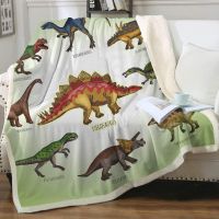 Spot goods 【Fashion creativity Blanket】Dinosaur Ancient Animal Green Dinosaurs Lightweight Blankets for All Season