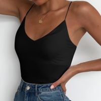 [A LIKE] ซาตินผู้หญิง ThinSolid Camis เสื้อกั๊ก WomenTops หญิง2022 Backless Spaghetti Strap Basic TopsSleeveless Camisole