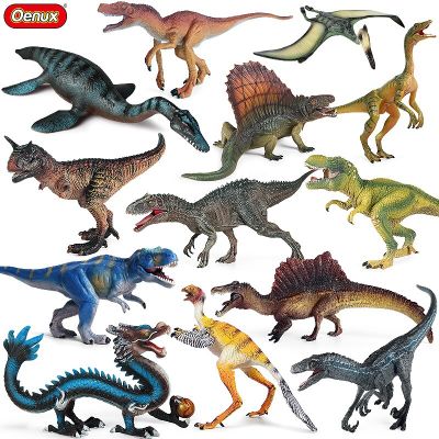 ชุดฟิกเกอร์แอคชั่นโมเดลแกะสลักสำหรับเด็ก Oenux ไดโนเสาร์ยุคจูราสสิก Savage T-Rex Pterodactyl Velociraptor Dilophosaurus