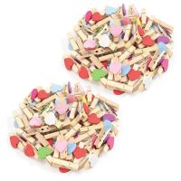 100Pcs Mixed Colours Mini Wooden Peg Photo Paper Peg Craft Clips