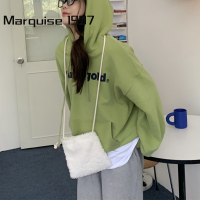 Marquise1997 เสื้อฮู้ด เสื้อแขนยาวอบอุ่น หลวมและสบาย สไตล์ สบายๆ ล้ำสมัย นุ่มนวล WWY23000LF 41Z231008