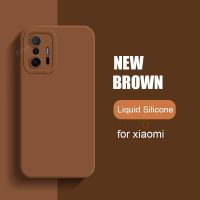 เคสป้องกันกล้องสำหรับ Xiaomi Mi 11 T Pro Mi11 11 T 5G ซิลิโคนเหลวสีน้ำตาลเคสแบบเนื้อด้าน Xiomi Xiaomi11t Mi11t 11Tpro