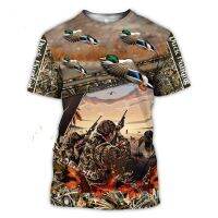 2023 Hunting Camouflage Duck 3D Printing T-shirt Mens New Summer Fashion Loose Casual Wear Short-sleeved Oversized T-shirt XXS-6XL