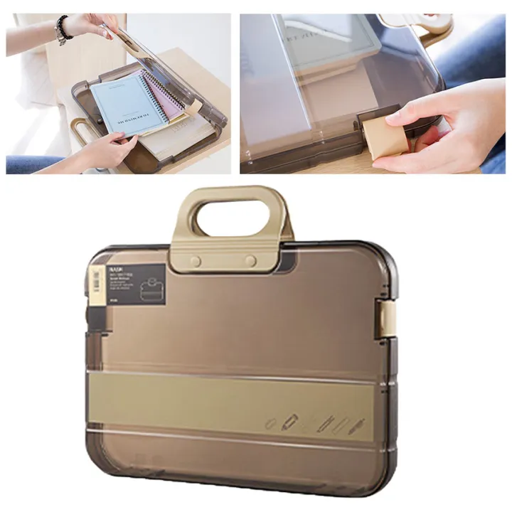 Portable File Box With Handle Clear Plastic Storage Boxes Waterproof