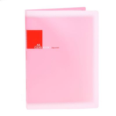 Plastic A5 Paper 20 Pockets File Document Folder Holder, Pink